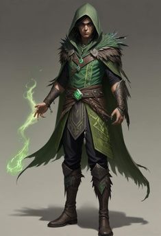 a character from the video game, middle - earth is dressed in green and black