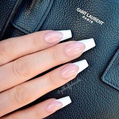 French Coffin, White Tip Nails, White Coffin Nails, Nails French Tip, French Tip Acrylic Nails, French Acrylic Nails, Coffin Shape Nails, Acrylic Nails Coffin Short, White French