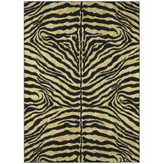 an animal print rug with black and gold stripes