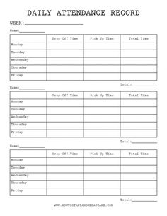 the daily attendance record is shown in this printable sheet for students to use on their school