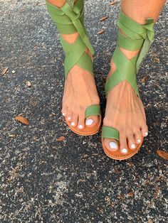 This handmade Lucy Sandal is made with supple green leather. Please message your size at check out. Strappy Sandals, Green Leather, Mens Flip Flop, Sandals, Fashion Outfits, Green, Leather, Black