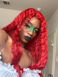 Poison Ivy Makeup Black Women, Poison Ivy Makeup Looks, Black Poison Ivy, Posion Ivy Halloween Makeup, Poison Ivy Makeup Ideas, Simple Poison Ivy Makeup, Poison Ivy Eyebrows Diy, Posin Ivy Makeup, Posion Ivy Make Up Halloween