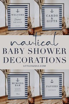 nautical baby shower decorations with text overlay