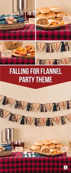 a table topped with lots of food on top of a red and white checkered table cloth