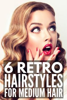 Wavy Vintage Hairstyles, 50s Wavy Hairstyles, Mid Length Retro Hair Styles, 1950 Formal Hairstyles, Retro Mid Length Hair, Retro Hairstyles For Medium Hair, 40s Hair Styles For Women, Retro Shoulder Length Hair, Marilyn Monroe Hairstyles For Long Hair