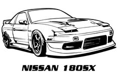 an image of a nissan car with the words'80sx'on it in black and