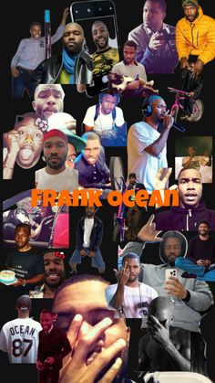 a collage of photos with the words frankogan in orange and black on it