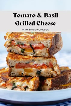 grilled cheese sandwiches stacked on top of each other with the title text overlay