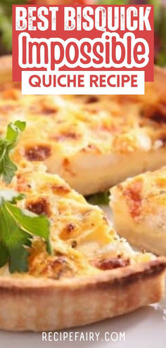 the best biscuit impossible quiche recipe is in this round - shaped pie with cheese and herbs on top