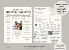 the wedding times crossword puzzle game is shown in this graphic file, and it's included with instructions