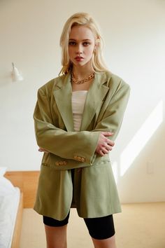 Lyla Oversized Knit Vest | Women's Jackets & Coats | storets Casual V-neck Blazer In Solid Color, Casual V-neck Blazer, Casual V-neck Solid Color Blazer, Trendy V-neck Blazer For Fall, Trendy V-neck Fall Blazer, Trendy Oversized V-neck Outerwear, Green V-neck Outerwear For Work, Oversized Green Long Sleeve Blazer, Oversized Green Blazer With Long Sleeves