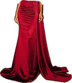 Pre-draped Evening Dress With Sweep Train For Gala, Elegant Satin Ball Gown With Long Train, Full Length Satin Maxi Dress With Sweep Train, Satin Maxi Dress With Sweep Train, Elegant Red Draped Maxi Dress, Elegant Full-length Evening Dress With Ruched Bodice, Prom Evening Dress With Detachable Train In Satin, Prom Satin Evening Dress With Detachable Train, Evening Ball Gown With Fitted Bodice And Long Train