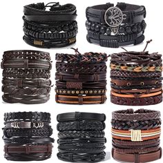 PRICES MAY VARY. AFFORDABLE BRAIDED LEATHER & BEAD BRACELET SET--One Order You Will Get 44 pcs Mens Women Leather Bracelets In Different Style, Including Braided Bracelets, Layered Bracelet,Wooden Bead Bracelet,warp bracelet,hemp bracelet , You Could Wear It Separate, Stacking Them Together,Or Pair With Your Other Beautiful Cuff Wrap Bracelet; Muti-style Give You enough Wearing Choice Everyday, Must be the most Economical Bracelets Jewelry,Deserve to Purchase. HIGH QUALITY MATERIAL--100% Hand-Ma Adjustable Clothing, Leather Bracelets For Men, Wristband Design, Wooden Beaded Bracelets, Bracelets Adjustable, Brown Leather Bracelet, Leather Wristbands, Wrap Bracelets, Braided Leather Bracelet