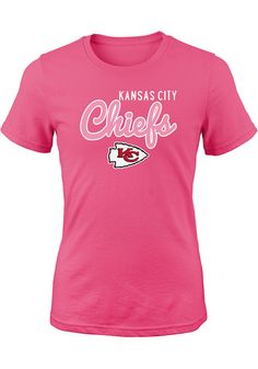 Now is the perfect time to stock up on all your favorite Kansas City Chiefs gear such as Chiefs shirts and gameday accessories. If you are lucky enough to get the opportunity to have your favorite tee or accessory signed this season, you'll want to be ready with a backup! Shop for everything you need at your local Chiefs store. Make sure you have everything to rock your Sunday gameday with Officially licensed KC Chiefs gear!Are you ready to take Sundays by storm and celebrate your KC Chiefs? Tom Team-colored Graphic Print T-shirt, Casual Pink Tops With Team Logo, Pink Tops Team Spirit Fan Gear, Pink Tops With Team Logo For Sports Season, Pink Tops For Fan Gear With Team Spirit, Pink Team Spirit Tops For Fan Gear, Pink Tops With Team Name For Fan Gear, Pink Screen Print Top For Sports Events, Pink Team Spirit Tops With Team Name