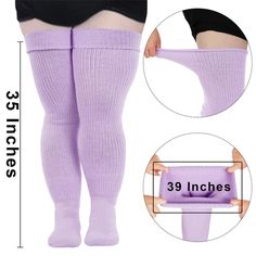 Womens Plus Size Thigh High Socks-Lavender Purple Fitted Knee-high Socks, Cozy Purple Winter Socks, Fitted Purple Legwear For Winter, Winter Stretch Purple Legwear, Winter Purple Stretch Legwear, Purple Stretch Legwear For Winter, Purple Stretch Tights For Winter, Purple Stretch Winter Tights, Winter Stretch Purple Tights