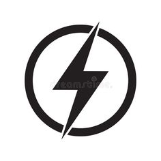 a lightning bolt in a circle on white background royalty illustration