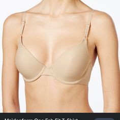 Maidenform Bra Size 32d Color Nude 4 Way Stretch Cup Front Adjustable Straps Bin3 New With Tags Fitted Partially Lined Beige Bra, Brown Fitted Top With Built-in Bra, Beige Cotton Top With Built-in Bra, Beige Underwire Seamless Bra, Cheap Low-cut Nude Bra, Maidenform Bras, 32d Bra, White Bras, Black Lace Bralette