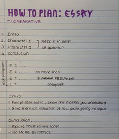 a piece of paper with writing on it that says how to plan an easy comparaative