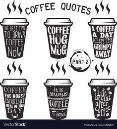 coffee cups with the words tea quotes on them royalty illustration