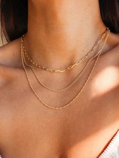 Stackable Necklaces, Necklace Combo, Paperclip Necklace, Gold Necklace Simple, Stacked Necklaces