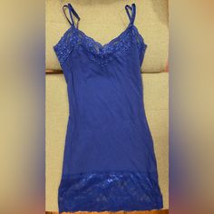 New Without Tags - Zenana Outfitters Size Small Cami / Camisole With Lace V-Neck And Several Inches Of Lace On The Bottom. Spaghetti Straps. Camisole Is Very Long! If You’re Short You Could Get Away With Wearing It As Sexy Lingerie, Even. Pretty Mediterranean Blue Color Mediterranean Blue, Lace Camisole, Lace Cami, Fancy Dresses, Blue Lace, Spaghetti Strap, Spaghetti, Blue Color, Womens Tops