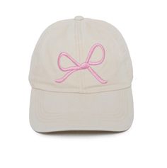 This Embroidered Bow Baseball Cap is the perfect accessory for any outfit. Made with 100% cotton, it offers both comfort and style. With a slide buckle adjustment, it can fit any head size. Add a touch of personality with the embroidered bow design. Cute Adjustable Cotton Baseball Cap, Cute Adjustable Baseball Cap With Embroidered Logo, Cute Cotton Adjustable Baseball Cap, Cute Cotton Hat With Curved Bill, Cute Adjustable Hat With Bow, Trendy Beige Cotton Dad Hat, Cute Cream Cotton Hat, Trendy Cream Cotton Hat, Trendy Cream Cotton Baseball Cap