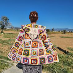 Holiday Gift idea cotton cardigan. Christmas Gift light beige hooded jacket. New Year Gift. Unique Handmade Valentine's Days Gift. Gift For Her Birthday. Unique Crochet Hippie Festival Cardigan. Hand Knitted Gift for Her. This cardigan, which will be knitted especially for you with love, will be your indispensable accessory.💗💗 Multicolor granny square crochet jacket best gift for your loved or yourself. This patchwork hooded cardigan can be a perfect gift for your daughter or your sister. 🧶 T Festival Cardigan, Hippie Jacket, Boho Coat, Patchwork Coat, Winter Cardigan, Square Crochet, Crochet Jacket, Handmade Valentine, Hippie Festival