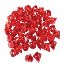 many red diamonds are scattered on a white surface