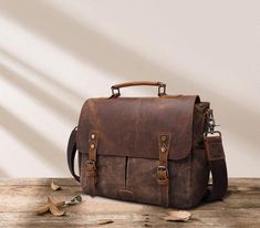 Mens Work Bags and Briefcases 14 inch Waxed Canvas and Leather Waxed Canvas Laptop Bag For Daily Use, Daily Use Waxed Canvas Laptop Bag, Canvas Duffle Bag Men, Mens Work Bags, Bag For Laptop, Mens Satchel, Leather Messenger Bag Men, Canvas Duffle Bag, Overnight Travel Bag