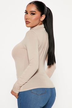 Available In Burgundy, Heather Grey, Khaki, Navy, Rose, And Off White Turtle Neck Long Sleeve 95% Rayon 5% Spandex Imported | Pamela Turtle Neck Long Sleeve Top in Khaki size Small by Fashion Nova White Turtle Neck, Turtle Neck Long Sleeve, Khaki Fashion, Fashion Nova Models, Review Fashion, Loungewear Women, Fashion Nova Jeans, Curve Dresses, Womens Loungewear