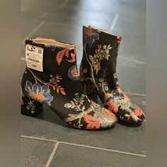 Unused Pair Of Floral Embroidery Boots From Zara. Very Chic. Very Boho. Tags Still On. Trendy Embroidered Summer Boots, Black Boots With Floral Embroidery For Fall, Black Floral Embroidery Boots For Fall, Embroidered Summer Party Boots, Party Boots With Floral Embroidery And Round Toe, Floral Embroidered Boots For Spring Party, Spring Party Boots With Floral Embroidery, Floral Embroidered Party Boots For Spring, Embroidery Boots