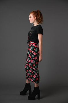 Sweet Brier Floral Pencil Skirt Black Floral Print Pencil Skirt, Casual Fitted Floral Print Pencil Skirt, Casual Fitted Floral Pencil Skirt, Casual Floral Print Pencil Skirt For Spring, Floral Pencil Skirt, Print Kimonos, Black Jersey, Womens Skirts, La Jolla