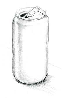 a pencil drawing of a can of soda