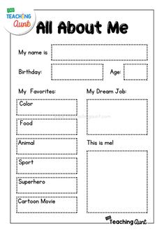 an all about me worksheet for teachers