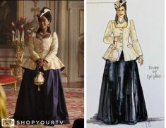 Queen Charlotte: Young Lady Danbury's Gold Jacket and Black Skirt