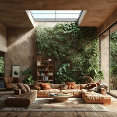 a living room filled with lots of furniture and plants