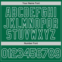 a green and white font with numbers on it