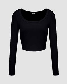 Details: Long-sleeve ribbed top with square-neck designTop Length: CroppedSleeve Length: Long SleevesMaterials:95% Cotton + 5% Spandex Summer Outfits Aesthetic, Scoop Neck Crop Top, Aesthetic Look, Looks Black, Ribbed Top, Crop Top Blouse, Boho Maxi Dress, Gift List, Knitwear Cardigan