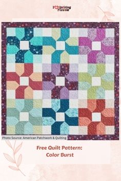 Free Quilt Pattern Color Burst Color Burst, Handi Quilter, Machine Quilting Designs, Holiday Quilts, Scrappy Quilts, Free Quilting