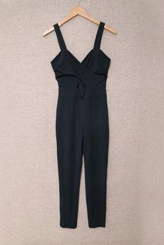 Crisscross Sleeveless Top Skinny Leg Jumpsuit Elegant Sleeveless Bodysuit With Straps, Elegant Sleeveless Straps Bodysuit, Black Sleeveless Bodysuit With Crisscross Straps, Sleeveless Jumpsuit With Straps, Cutout Jumpsuit, Bright Bag, Romper Pattern, Neck Stretches, Jumpsuit Party