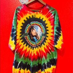 Vintage Bob Marley Tee All Over Print Tye Dye Malcom X Bohemian Yellow Top With Graphic Print, Yellow Hippie Cotton Top, Bohemian Multicolor Crew Neck Shirt, Vintage Bob Marley, Vintage Bob, Bob Marley, Yellow Orange, Orange Yellow, Color Orange