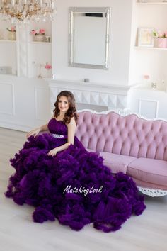 Purple Maternity Gown, Photoshoot Dress, Tulle Ruffle Dress Maternity gown in purple color with ruffled tulle bottom and train. Maternity dress is perfect for photo shoot. Pregnancy gown is tailored of 50 metres of soft tulle, has adjustable corset upper so can be used for different sizes. You can also order it as mother daughter matching set. Dress for daughter will cost 100 eur Dress is available in more than 100 colors. Contact me about color you wish. Dress is fully handmade, so some details Elegant Purple Ruffled Tutu Dress, Lilac Maternity Dress Photoshoot, Light Purple Maternity Dress, Purple Maternity Dress, Purple Tulle Maternity Dress, Tulle Ruffle Dress, Maternity Props, Maternity Shapewear, Princess Dress Fairytale