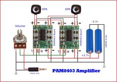 PAM8403 Powerful Stereo Amplifier Amplifier Circuit Diagram, Diy Bluetooth Speaker, Simple Electronics, Mini Amplifier, Hifi Amplifier, Diy Amplifier, Subwoofer Amplifier, Electronic Circuit Projects