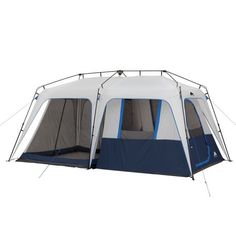 a tent with the door open on a white background