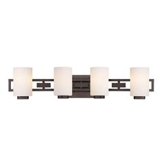 four light bathroom fixture with white shades