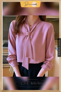 Women's Shirts with V-neck Tie Loose Women's Clothing Pink V-neck Shirt For Fall, Pink V-neck Blouse For Work, Elegant Pink Tie Neck Top, Pink V-neck Office Top, Pink V-neck Top For Office, Pink Feminine V-neck Shirt, Elegant Pink V-neck Blouse, Pink Tie Neck Top For Work, Chic Pink V-neck Shirt