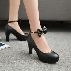 Heels:Approx 9cm Platform:Approx 2cm Upper Material:Pu Leather Outsole:Rubber If your foot is a little wide and fat, we suggest you choose 1 size larger, pls measure your foot length and choose a correct size. Thank you! Size Chart: Euro/CN 34 = foot length 21.5-22cm (Foot width=8-8.5cm) Euro/CN 35 = foot length 22-22.5cm (Foot width=8.5cm) Euro/CN 36 = foot length 22.5-23cm (Foot width=8.5-9cm Euro/CN 37 = foot length 23-23.5cm (Foot width=9cm) Euro/CN 38 = foot length 23.5-24m (Foot width=9-9.5cm) Euro/CN 39 = foot length 24-24.5cm (Foot width=9.5cm) Euro/CN 40 = foot length 24.5-25cm (Foot width=9.5-10cm) Euro/CN 41 = foot length 25-25.5cm (Foot width=10cm) Euro/CN 42 = foot length 25.5-26cm (Foot width=10-10.5cm) Euro/CN 43 = foot length 26-26.5cm (Foot width=10.5cm) Euro/CN 44 = foot Cute Black Ankle Strap Heels, Cute Black Pointed Toe Heels, Cute Formal Closed Toe Heels, Cute Closed Toe Formal Heels, Formal Closed Toe Cute Heels, Cute Bow Heels With Round Toe, Cute Round Toe Heels With Bow, Cute Heels With Bow And Round Toe, Chunky Pumps