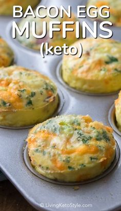 baked egg muffins with broccoli and cheese in a muffin tin