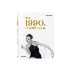 the 1950's fashion book is shown in black and white, with gold lettering