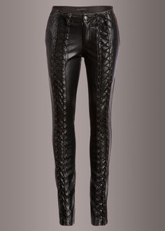 Channel your inner rockstar!! These badass pants by Punk Rave are made out of soft black vegan leather and will be sure to steal the show! These bad boys have a skinny fit and a rad laced up design al Rave Pants, Pant Jeans, Gothic Pants, Mens Leather Pants, Leather Pants Women, Black Leather Pants, Leather Pant, Fun Pants, Punk Rave